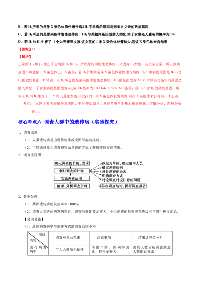 解密12人类遗传病及伴性遗传（讲义）-高频考点解密2021年高考生物二轮复习讲义+分层训练_新高考复习资料_2021年新高考资料