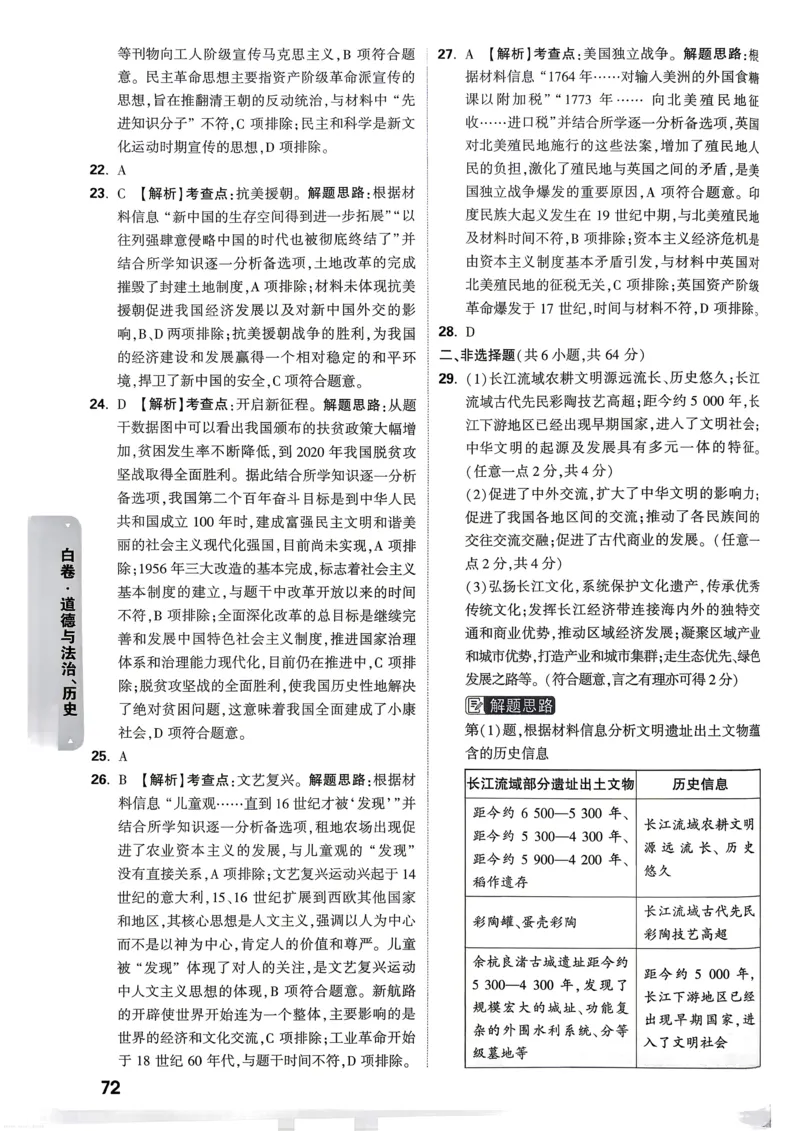道法历史白卷答案_中考押题2026《中考押题》系列（9科全套实时更新中）_万唯2026版初中《万唯黑白卷》7科全套（武汉）_政史