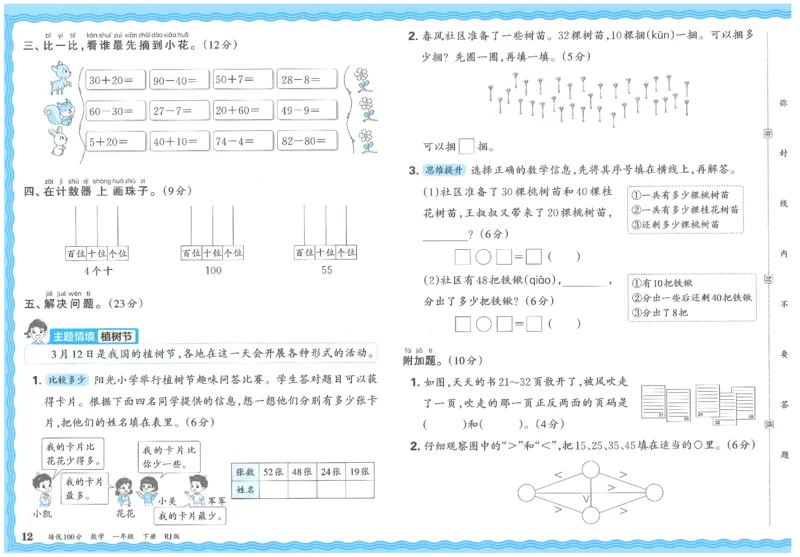 王朝霞培优100分数学人教1下_2026春小学教辅大合集_8-26春《王朝霞》系列_04.2026春WZX培Y100分数学语文人教1-6年级下册_数学《王朝霞培优100分》人教26春