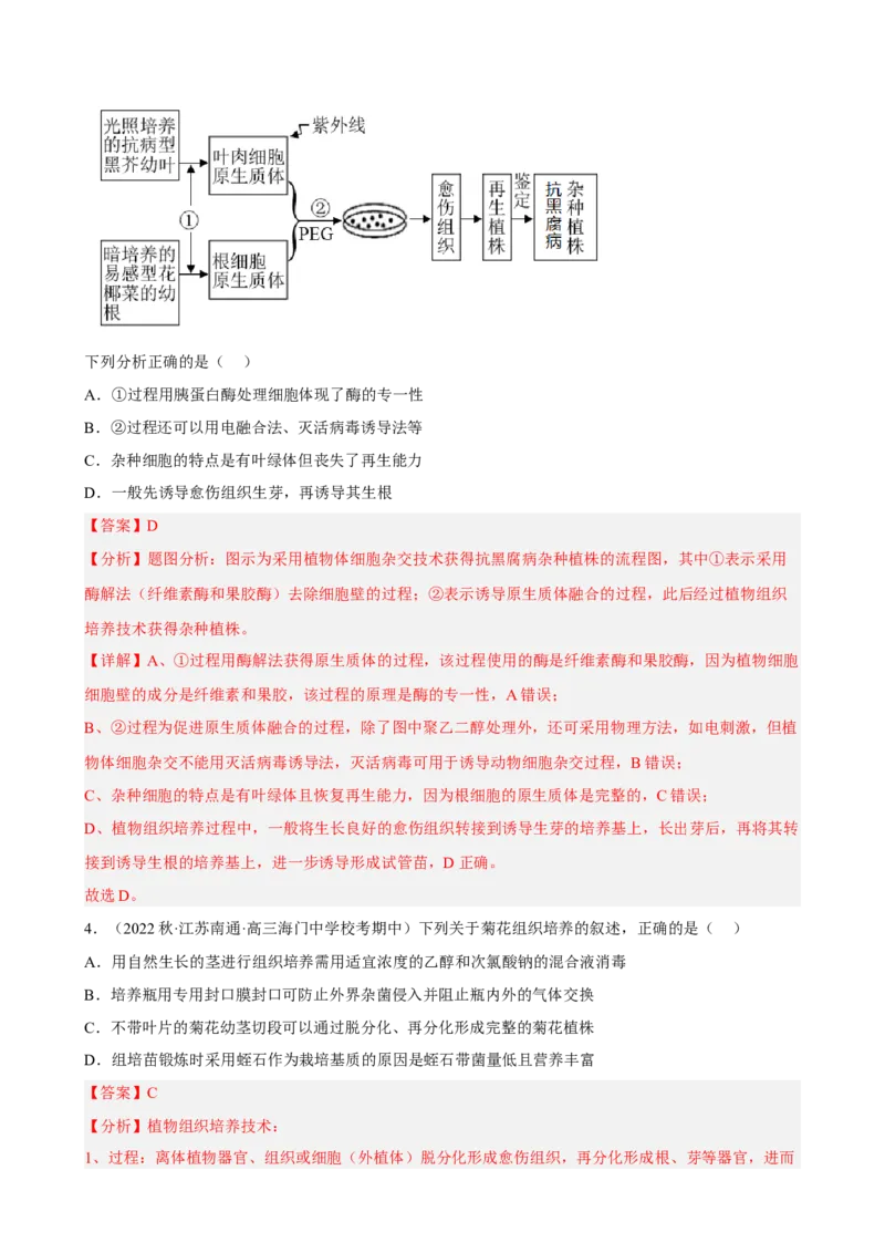 解密18细胞工程（分层训练)（解析版）_新高考复习资料_2023年新高考复习资料_二轮复习_高频考点解密2023年高考生物二轮复习讲义+分层训练（全国通用）288808838