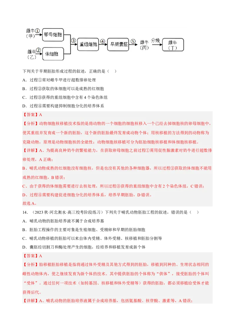 解密18细胞工程（分层训练)（解析版）_新高考复习资料_2023年新高考复习资料_二轮复习_高频考点解密2023年高考生物二轮复习讲义+分层训练（全国通用）288808838