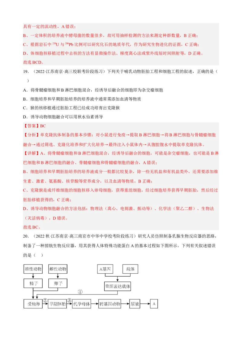 解密18细胞工程（分层训练)（解析版）_新高考复习资料_2023年新高考复习资料_二轮复习_高频考点解密2023年高考生物二轮复习讲义+分层训练（全国通用）288808838