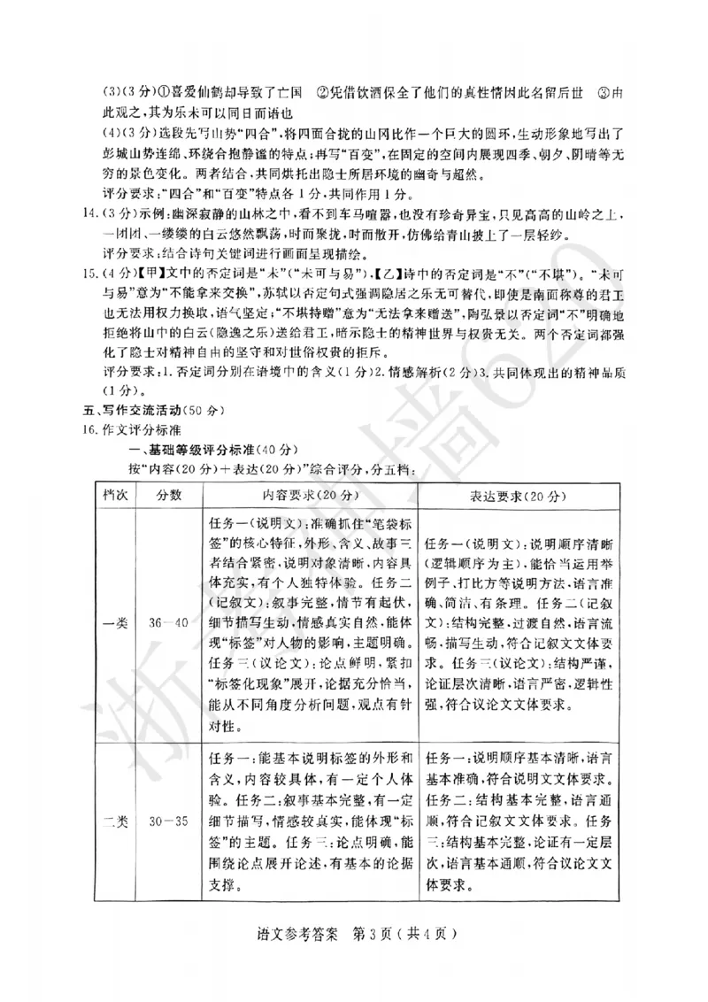 语文答案-2026杭州余杭临平一模_中考押题2026《中考押题》系列（9科全套实时更新中）_浙江2026版中考《浙江一模二模》多地区全套（浙江）_2604杭州余杭临平一模