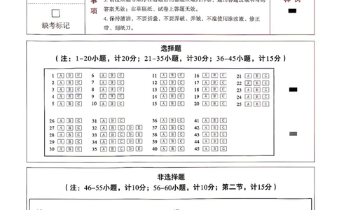 英语白卷答题卡_中考押题2026《中考押题》系列（9科全套实时更新中）_万唯2026版初中《万唯黑白卷》7科全套（湖南）_黑白卷英语