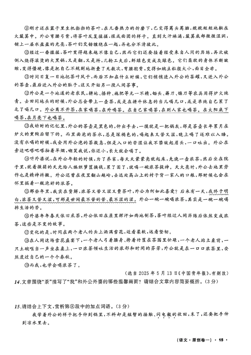 语文（A4）_中考押题2026《中考押题》系列（9科全套实时更新中）_2026中考必备考前必做A卷（全科）_中考必备考前必做A卷语文