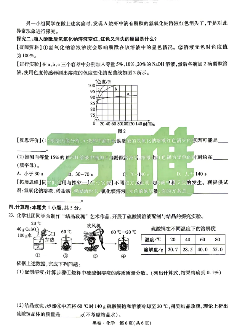 黑卷_化学_中考押题2026《中考押题》系列（9科全套实时更新中）_万唯2026版初中《万唯黑白卷》7科全套（湖南）_黑白卷化学