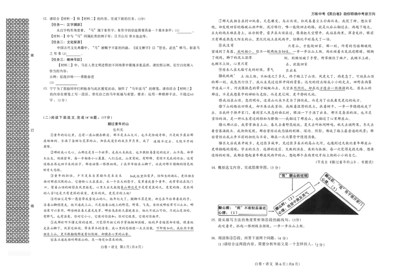 辽宁黑白A3_中考押题2026《中考押题》系列（9科全套实时更新中）_万唯2026版初中《万唯黑白卷》7科全套（辽宁）