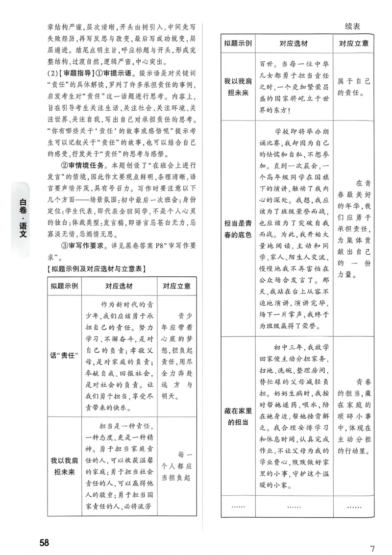 语文白卷答案_中考押题2026《中考押题》系列（9科全套实时更新中）_万唯2026版初中《万唯黑白卷》7科全套（重庆）_语文