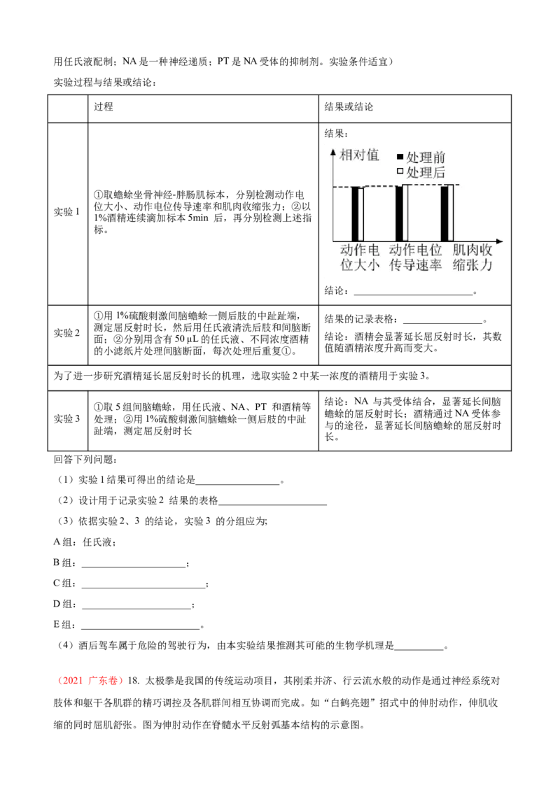 解密11神经调节（讲义)（学生版）_新高考复习资料_2023年新高考复习资料_二轮复习_高频考点解密2023年高考生物二轮复习讲义+分层训练（全国通用）288808838