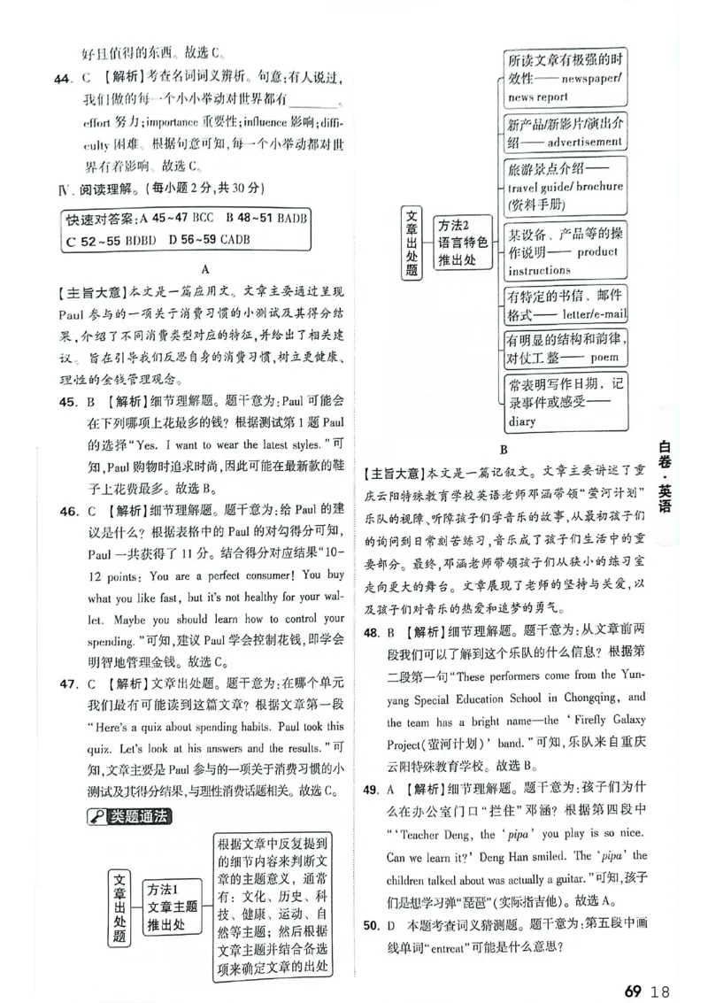 英语白卷答案_中考押题2026《中考押题》系列（9科全套实时更新中）_万唯2026版初中《万唯黑白卷》7科全套（重庆）_英语
