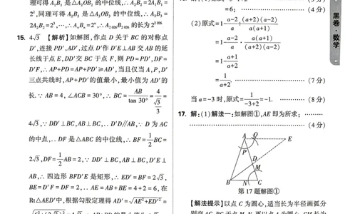 黑卷数学答案_中考押题2026《中考押题》系列（9科全套实时更新中）_万唯2026版初中《万唯黑白卷》7科全套（山东）_2026《万唯中考&bull;山东黑白卷》数学