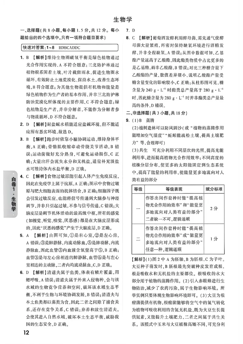 黑白卷答案_中考押题2026《中考押题》系列（9科全套实时更新中）_万唯2026版初中《万唯黑白卷》地生（内蒙古）