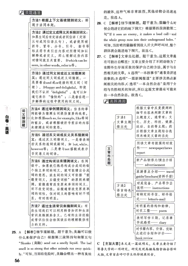 黑白卷英语答案_中考押题2026《中考押题》系列（9科全套实时更新中）_万唯2026版初中《万唯黑白卷》7科全套（湖南）_黑白卷英语
