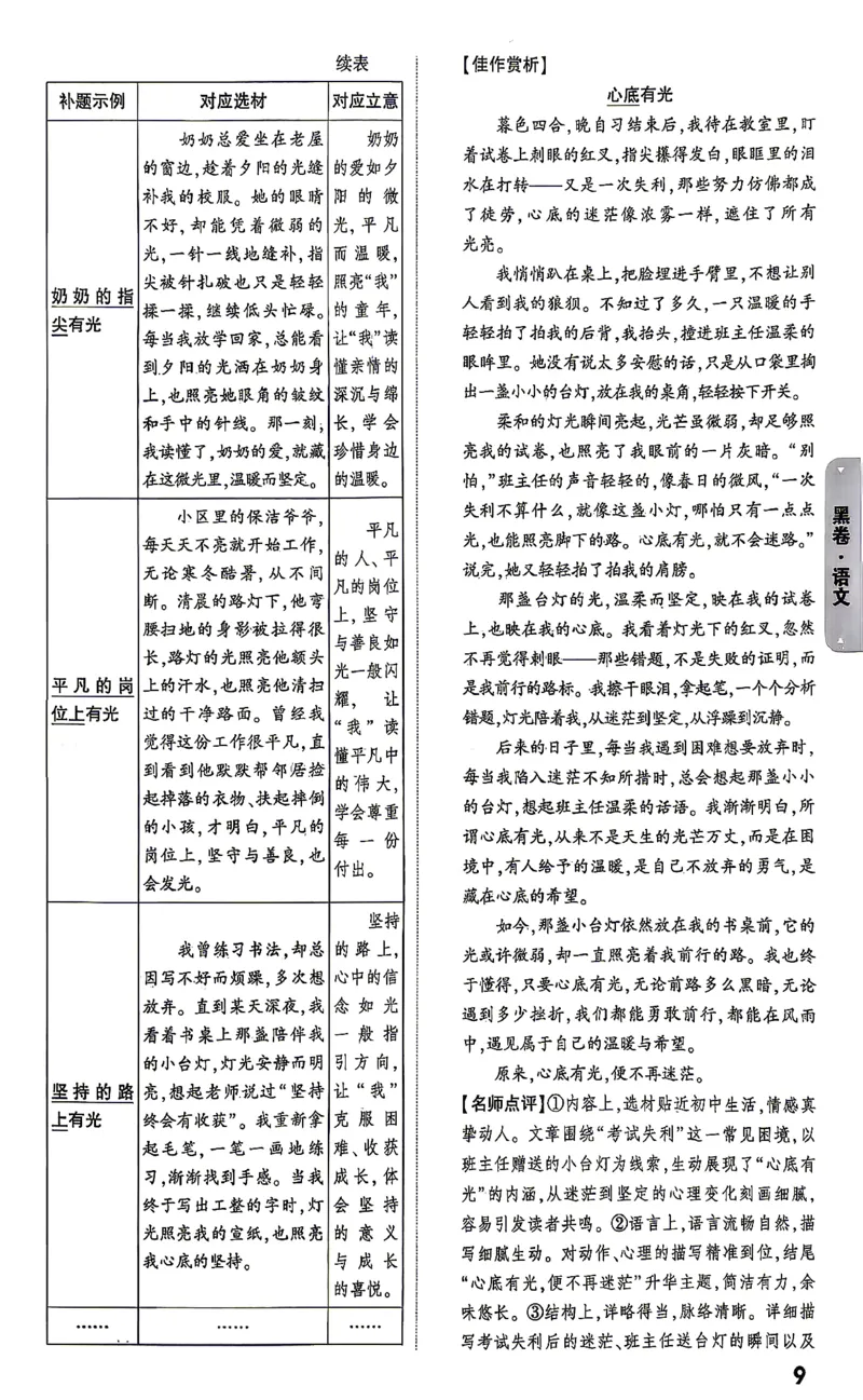 语文-26云南黑白卷-黑卷答案_2026中考押题卷合集_2026中考黑白卷合集_2026版初中《万唯黑白卷》7科全套（云南）_2026《万唯中考&bull;云南黑白卷》语文