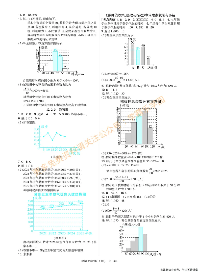 高分突破-数学-7下-详细参考答案_2026中考押题卷合集_2026新中考中考全科资料_2026春初中数学七年级下册《高分突破》含答案（人教版）(1)