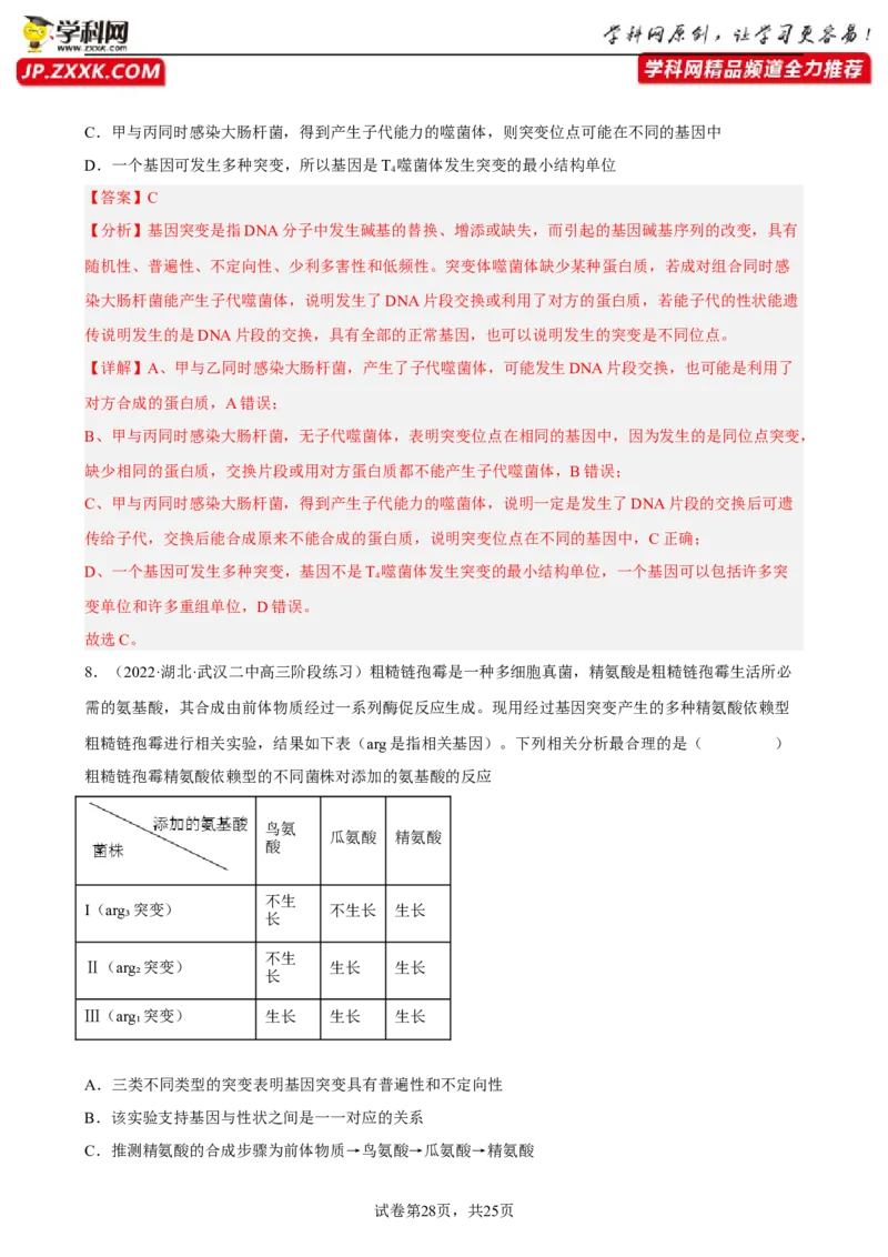 解密09生物的变异（分层训练)（解析版）_新高考复习资料_2023年新高考复习资料_二轮复习_高频考点解密2023年高考生物二轮复习讲义+分层训练（全国通用）288808838