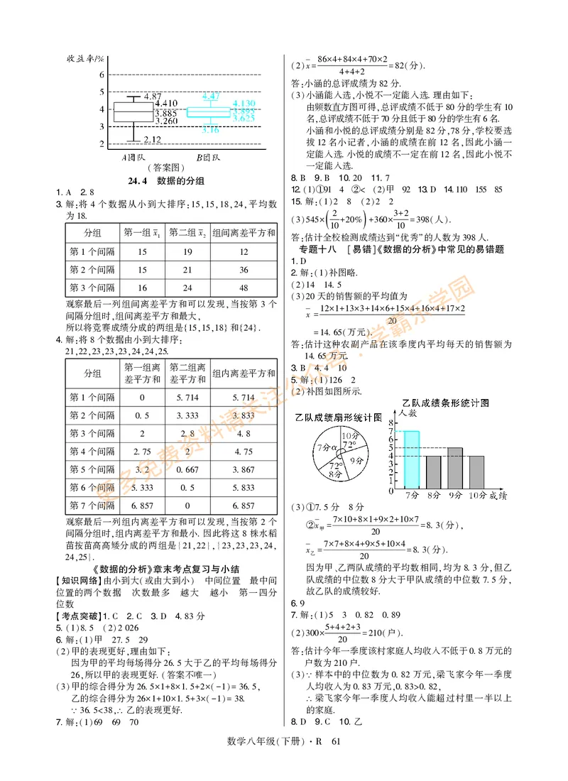 高分突破-数学-8下-详细参考答案_2026中考押题卷合集_2026新中考中考全科资料_2026春初中数学八年级下册《高分突破》含答案（人教版）(1)