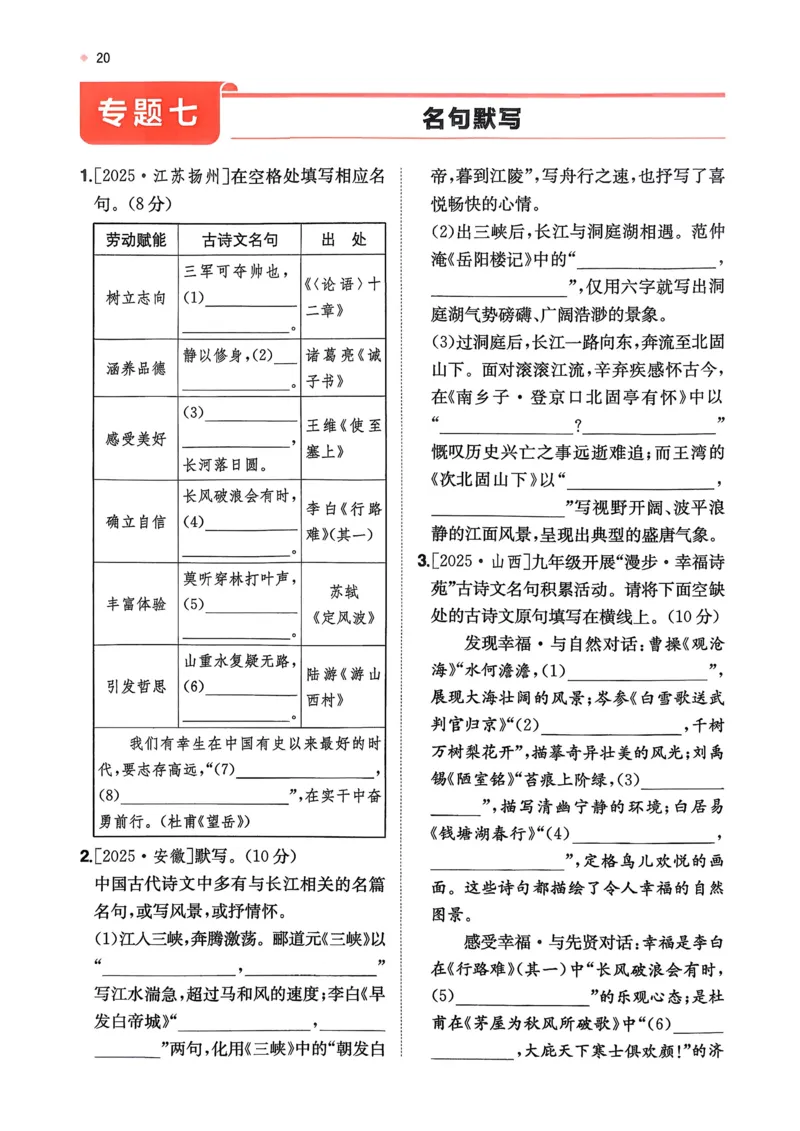 语文_精练本_2026中考押题卷合集_2026新中考中考全科资料_2026版初中《一本》中考训练方案（语文）