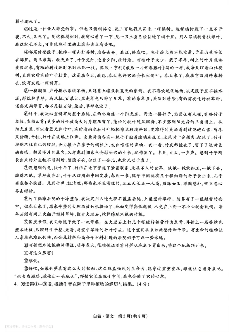 语文白卷_中考押题2026《中考押题》系列（9科全套实时更新中）_万唯2026版初中《万唯黑白卷》7科全套（武汉）_语文