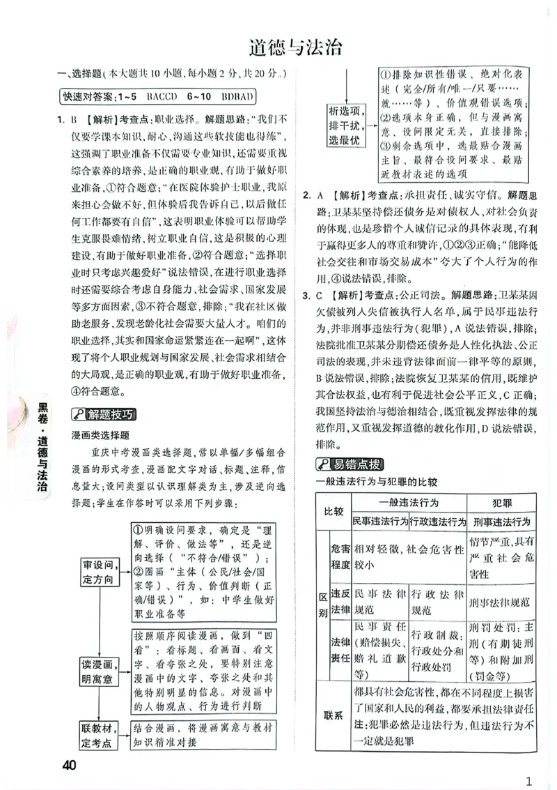 道法黑卷答案_中考押题2026《中考押题》系列（9科全套实时更新中）_万唯2026版初中《万唯黑白卷》7科全套（重庆）_道法