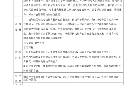 第6课《爱护动植物》（第二课时）教学设计_26新二年级道法下册（统编版）_版本一_部编版道德与法治2下_2026春新版_第一套_01.道德2下-表格式教案+PPT课件第1套已更到第7课