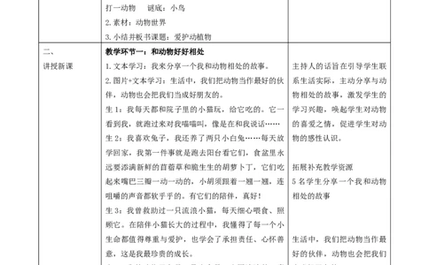 第6课《爱护动植物》（第二课时）教学设计_26新二年级道法下册（统编版）_版本一_部编版道德与法治2下_2026春新版_第一套_01.道德2下-表格式教案+PPT课件第1套已更到第7课