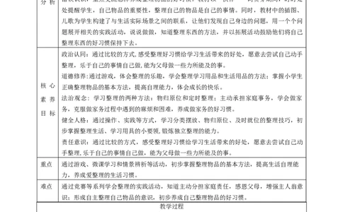 第11课《让我自己来整理》第二课时（教学设计）-（统编版）_26新一年级道法下册（统编版）_老课标资料_2、教学教案部编一下道法_教案(配套有动画推荐)