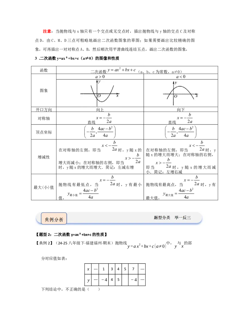 第04讲二次函数y=ax&sup2;bxc的图像和性质（知识解读题型精讲随堂检测）（学生版）_人教版数学九年级上册_版本二_九年级数学上册（人教版）_知识解读与题型专练-V14_2026版