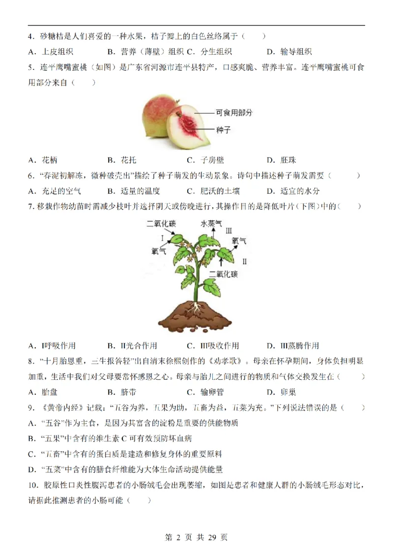 2025中考(会考)生物考前押题卷（广州卷）_幼小初教辅资料_中考_2025中考各科押题卷+模拟卷（含全国）