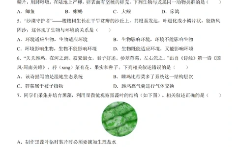 2025中考(会考)生物考前押题卷（河南卷）_幼小初教辅资料_中考_2025中考各科押题卷+模拟卷（含全国）