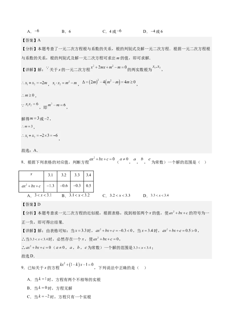 第二十一章一元二次方程测试&middot;提升卷（教师版）_人教版数学九年级上册_版本二_九年级数学上册（人教版）_单元知识复习专项-U105_2026版