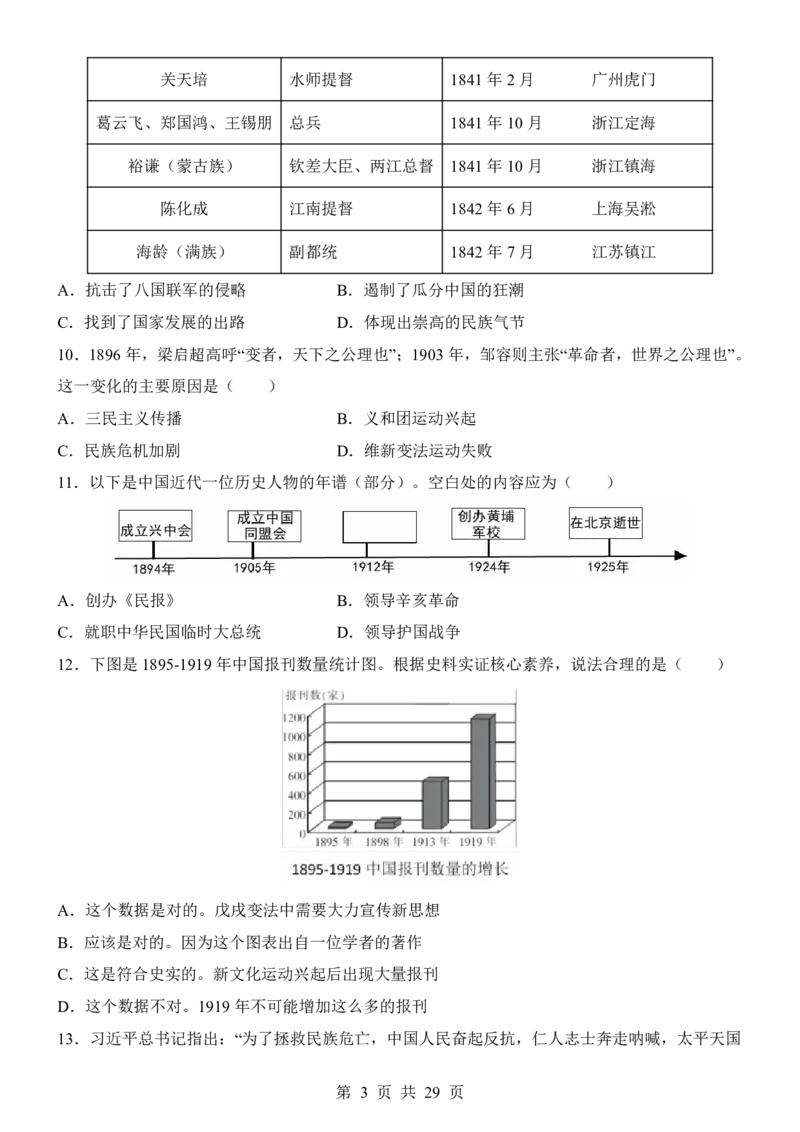 2025中考历史考前模拟卷01（全国通用）_幼小初教辅资料_中考_2025中考各科押题卷+模拟卷（含全国）
