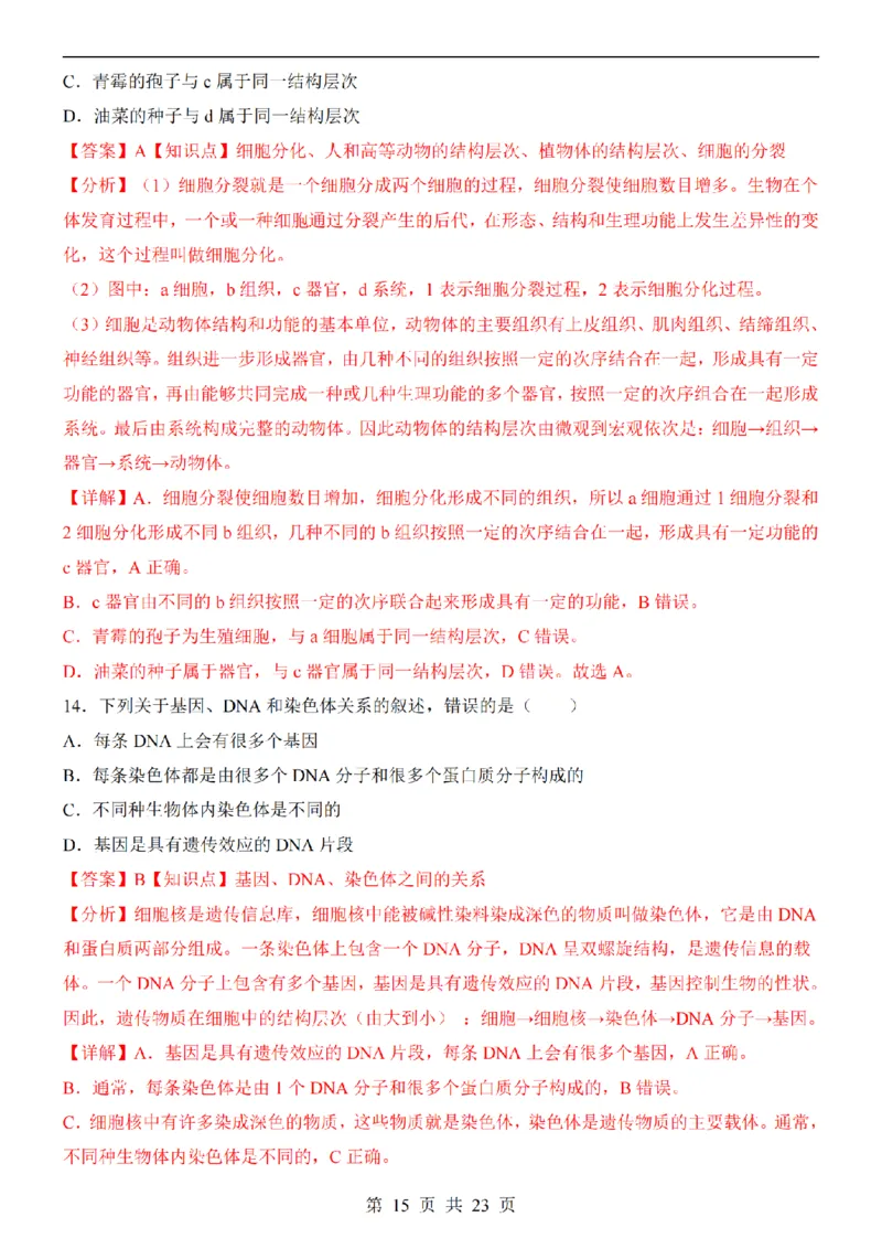 2025中考(会考)生物考前押题卷（广西卷）_幼小初教辅资料_中考_2025中考各科押题卷+模拟卷（含全国）
