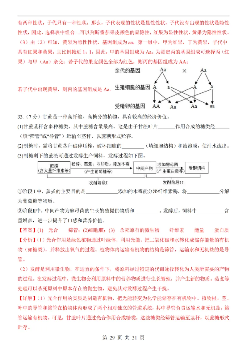 2025中考(会考)生物考前押题卷（福建卷）_幼小初教辅资料_中考_2025中考各科押题卷+模拟卷（含全国）