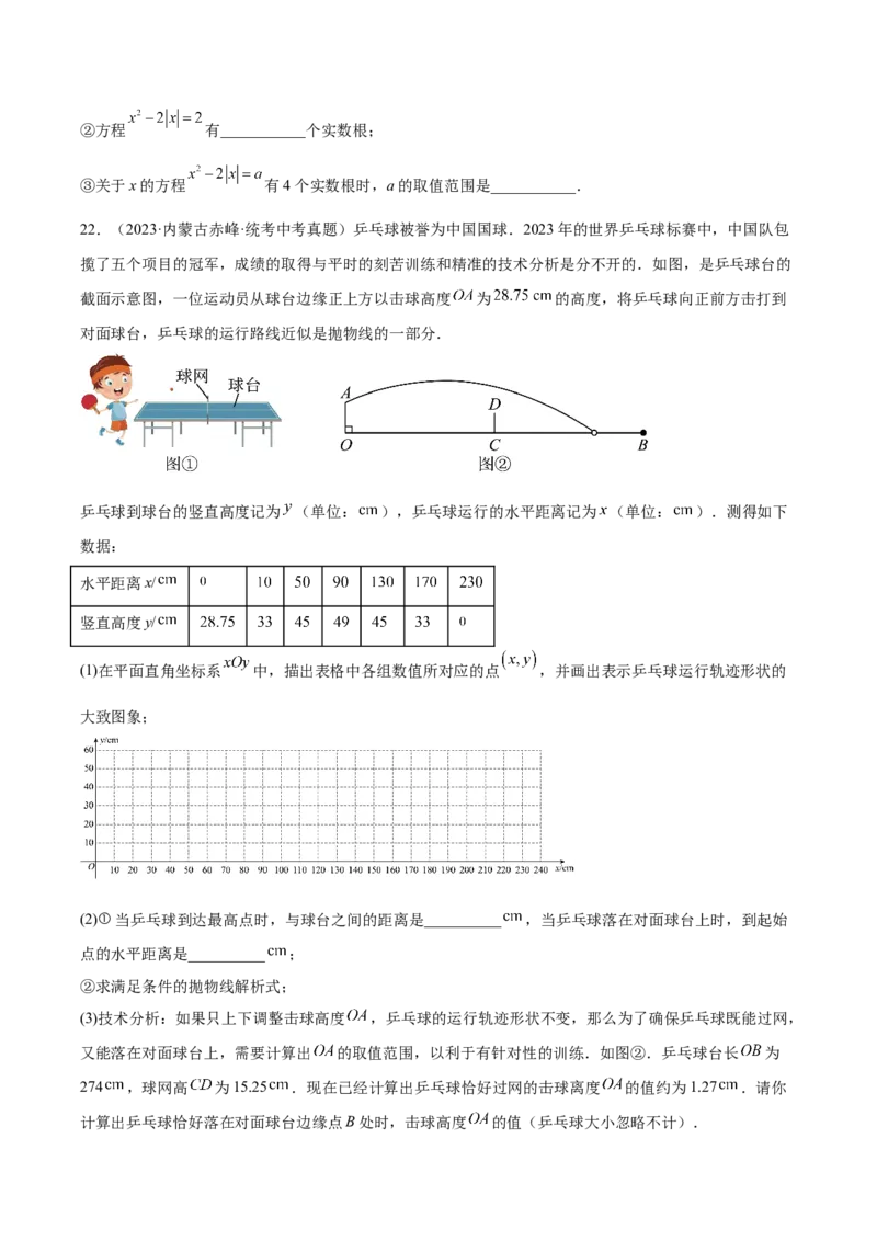 第二十二章二次函数（单元重点综合测试）（学生版）-（人教版）_人教版数学九年级上册_版本二_九年级数学上册（人教版）_单元知识复习专项-U105_2024版