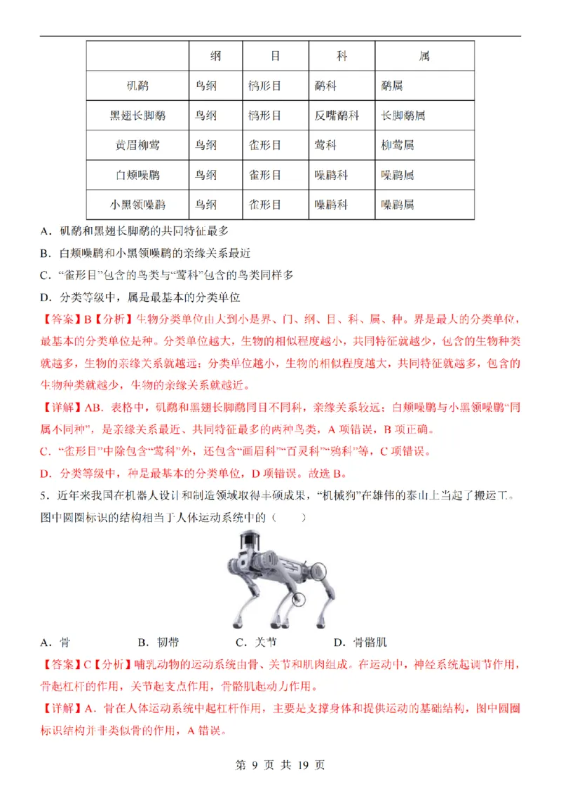 2025中考(会考)生物考前押题卷（湖北卷）_幼小初教辅资料_中考_2025中考各科押题卷+模拟卷（含全国）
