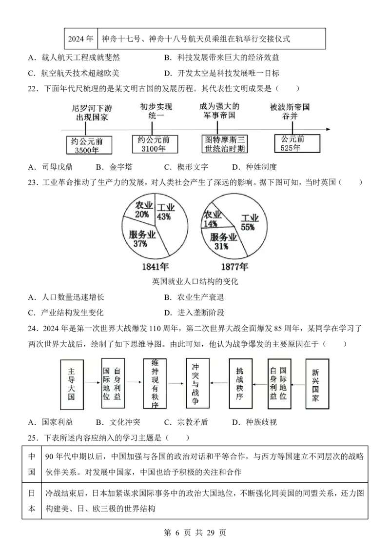 2025中考历史考前模拟卷04（全国通用）_幼小初教辅资料_中考_2025中考各科押题卷+模拟卷（含全国）