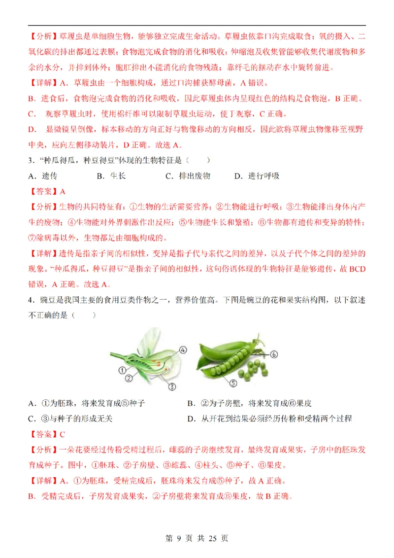 2025中考(会考)生物考前押题卷（重庆卷）_幼小初教辅资料_中考_2025中考各科押题卷+模拟卷（含全国）