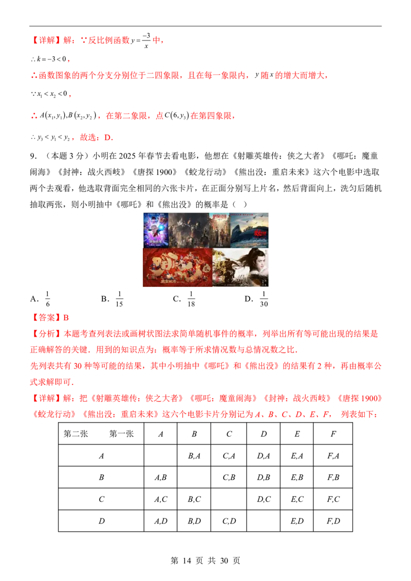 2025中考数学押题预测卷（山西卷）_幼小初教辅资料_中考_2025中考各科押题卷+模拟卷（含全国）