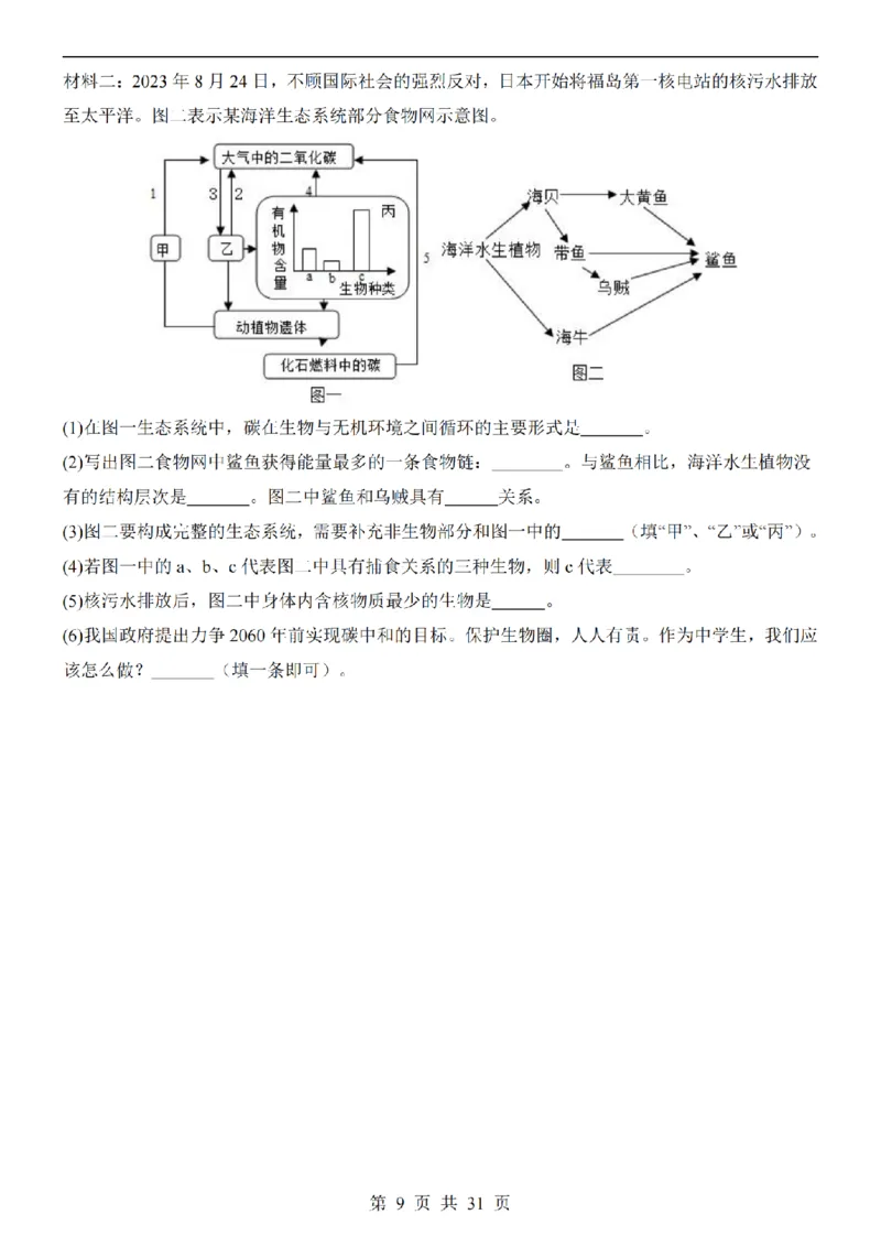 2025中考(会考)生物考前押题卷（济南卷）_幼小初教辅资料_中考_2025中考各科押题卷+模拟卷（含全国）