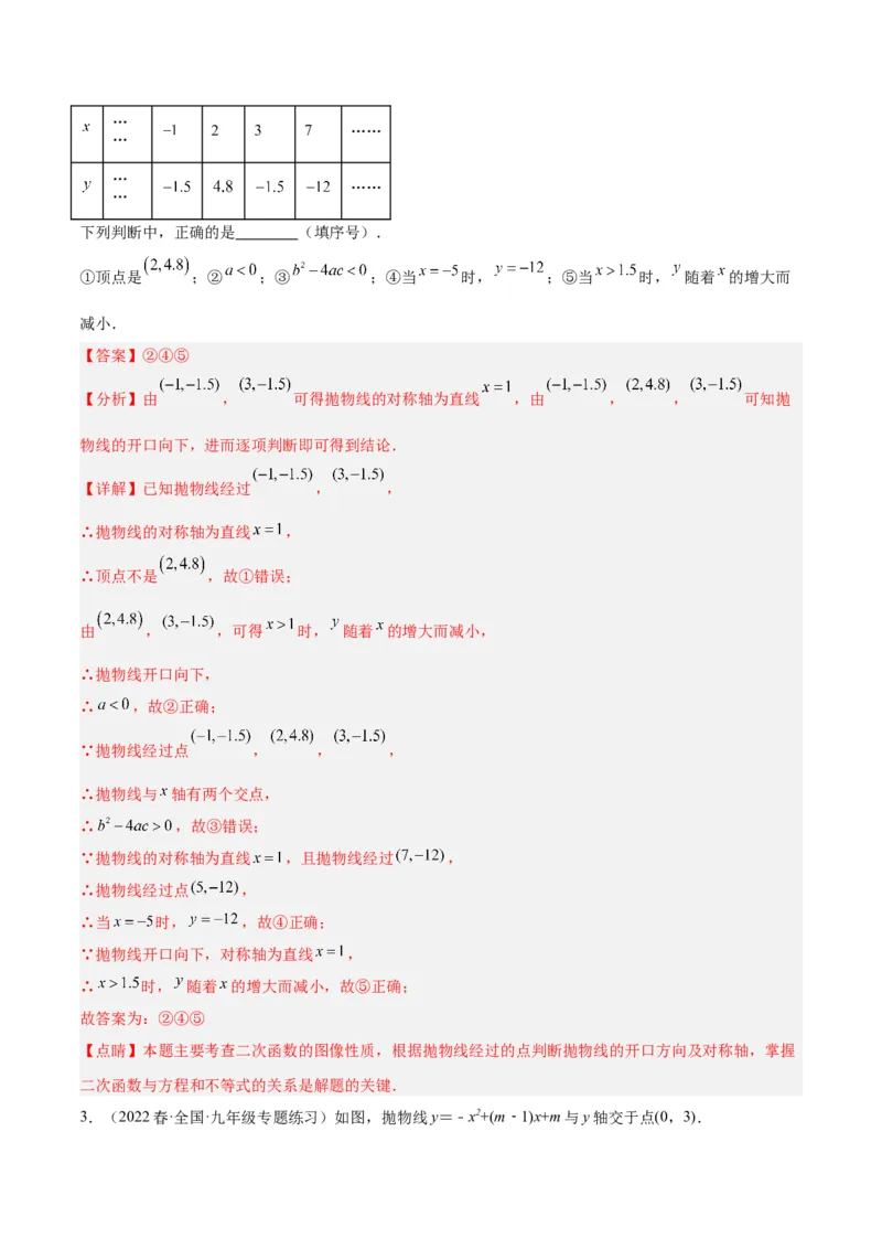 第二十二章二次函数基础常考60题（20个考点）专练（教师版）_人教版数学九年级上册_版本二_九年级数学上册（人教版）_重难点专题提升-V7_2024版