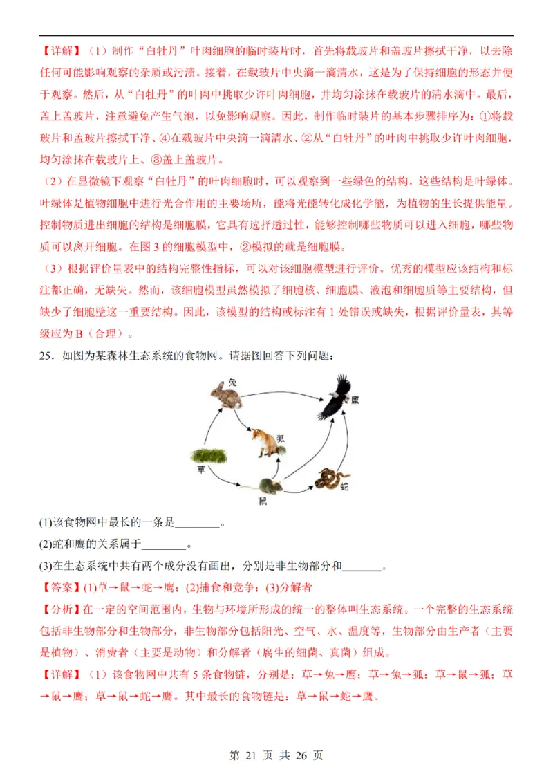 2025中考(会考)生物考前押题卷（天津卷）_幼小初教辅资料_中考_2025中考各科押题卷+模拟卷（含全国）