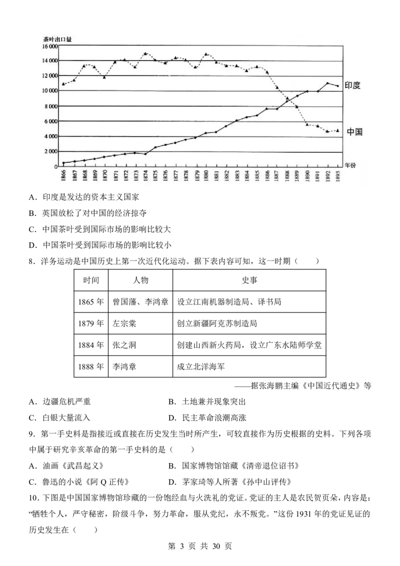 2025中考历史考前模拟卷07（全国通用）_幼小初教辅资料_中考_2025中考各科押题卷+模拟卷（含全国）