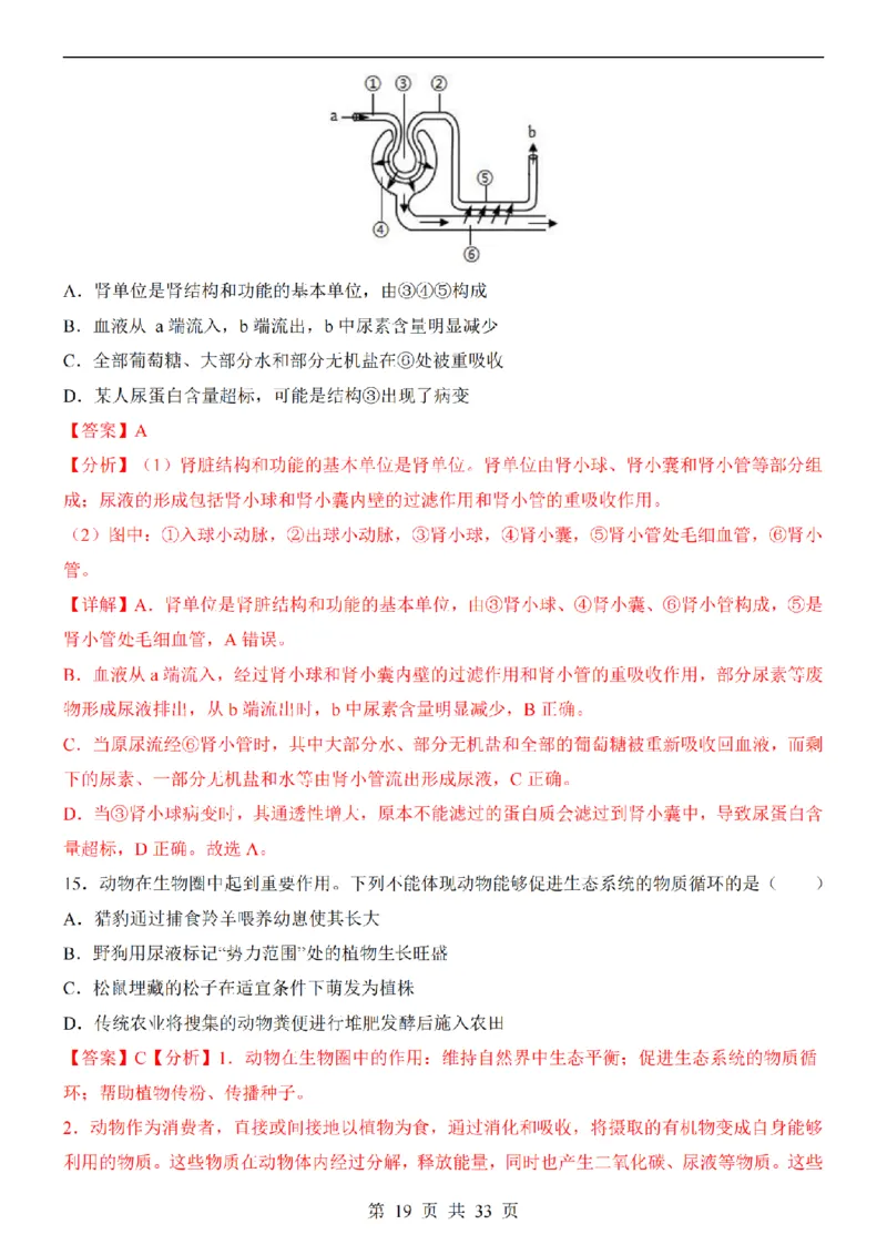 2025中考(会考)生物考前押题卷（广东卷）_幼小初教辅资料_中考_2025中考各科押题卷+模拟卷（含全国）