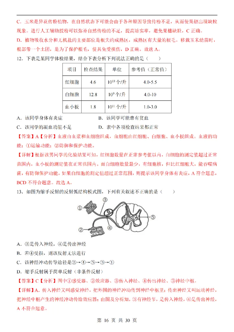 2025中考(会考)生物考前押题卷（全国卷）_幼小初教辅资料_中考_2025中考各科押题卷+模拟卷（含全国）