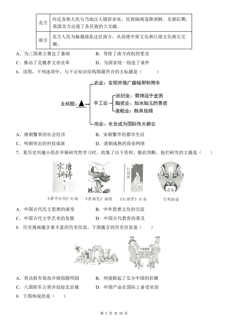 2025中考历史押题预测卷（全国通用）_幼小初教辅资料_中考_2025中考各科押题卷+模拟卷（含全国）