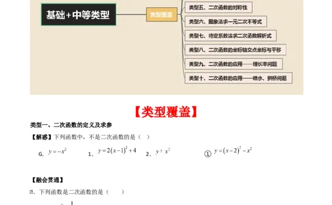 第二十二章二次函数（基础+中等类型）（学生版）_人教版数学九年级上册_版本二_九年级数学上册（人教版）_基础中等题型过关专练-U343_2026版