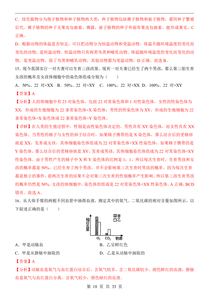 2025中考(会考)生物考前押题卷（云南卷）_幼小初教辅资料_中考_2025中考各科押题卷+模拟卷（含全国）
