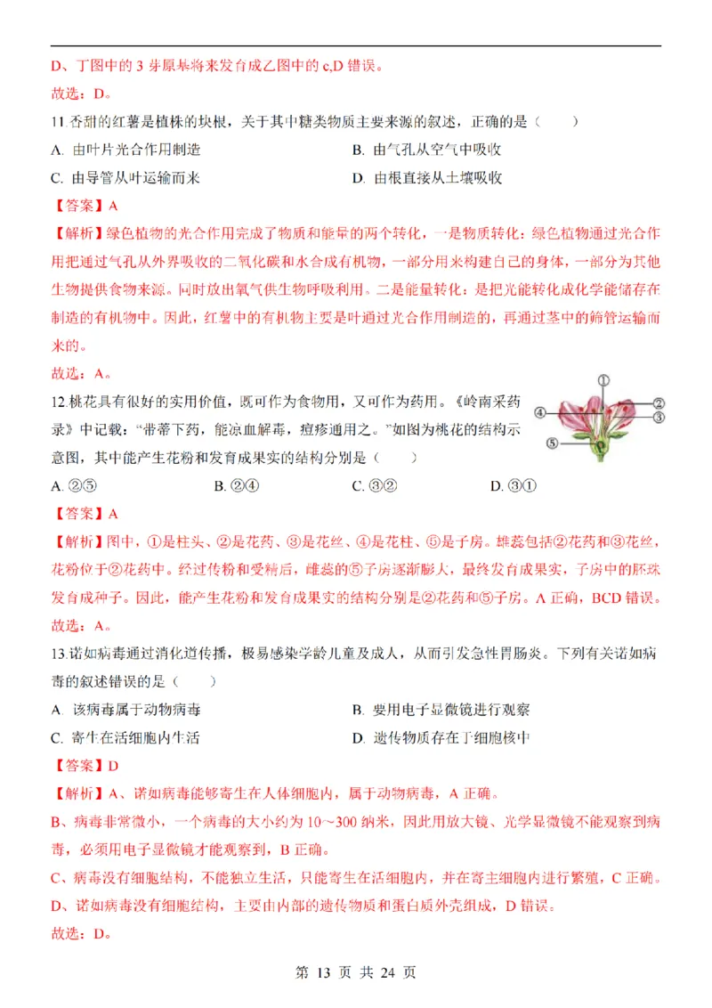 2025中考(会考)生物考前押题卷（江西卷）_幼小初教辅资料_中考_2025中考各科押题卷+模拟卷（含全国）