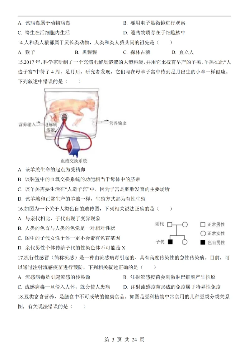2025中考(会考)生物考前押题卷（江西卷）_幼小初教辅资料_中考_2025中考各科押题卷+模拟卷（含全国）